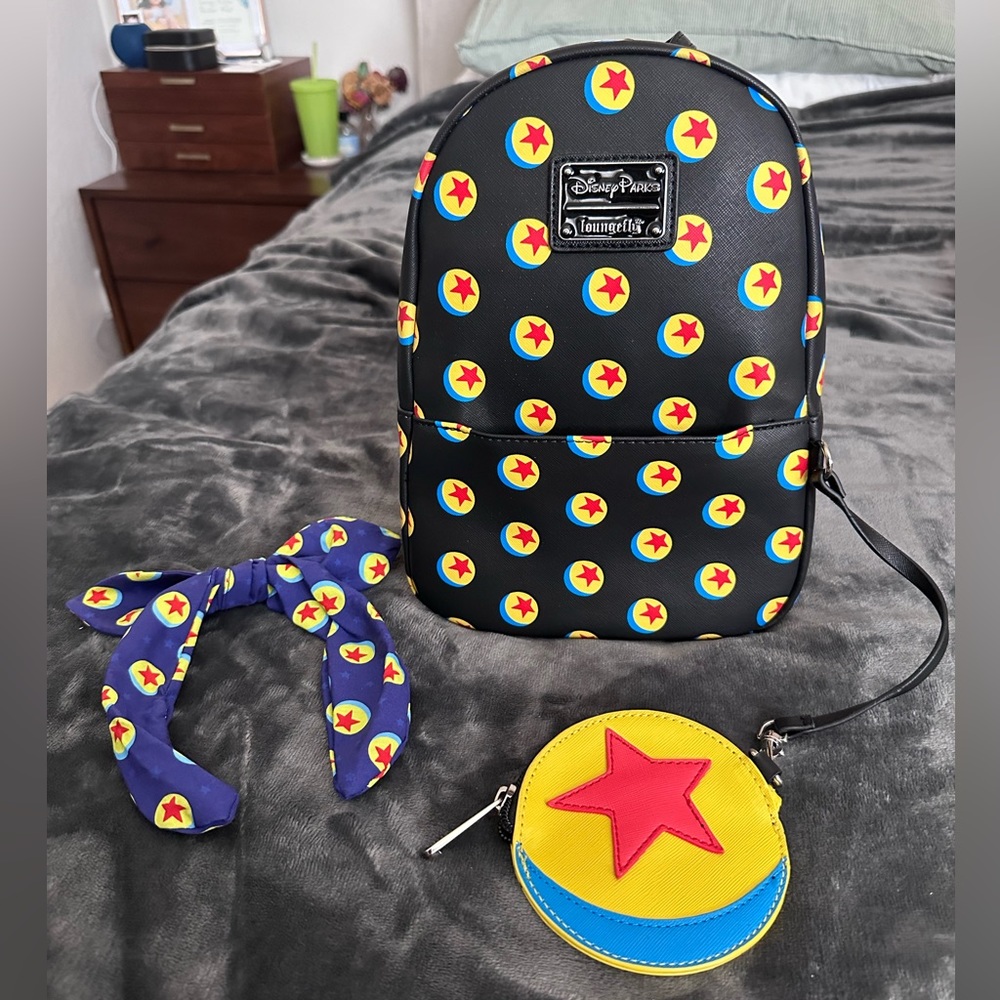 NWT - Loungefly Pixar Ball Backpack + Matching Headband